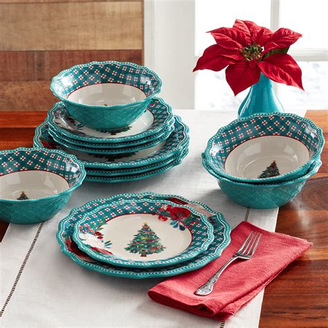 The Pioneer Woman Wishful Winter 12-Piece Ceramic Holiday Dinnerware ...