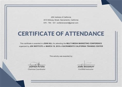 Certificate Of Attendance Template Doc | HQ Template Documents