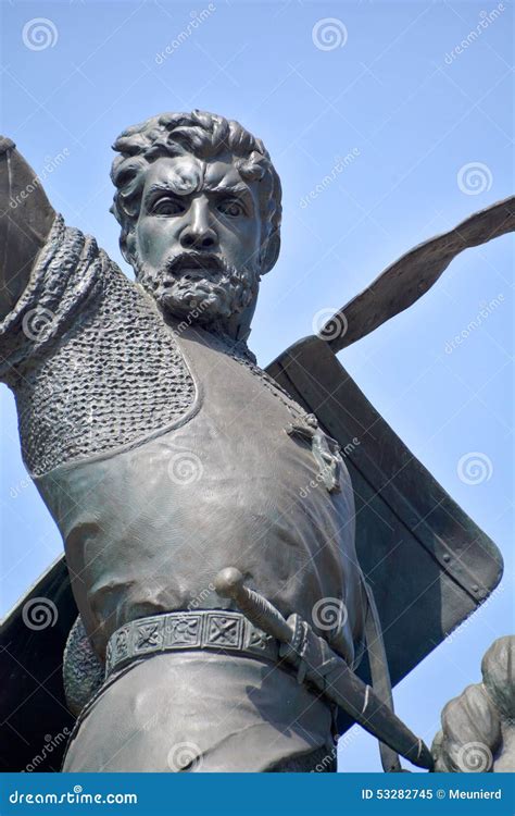 Statue of Rodrigo Diaz De Vivar Stock Image - Image of diego, foot ...