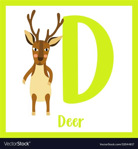 Letter d vocabulary deer standing on two legs Vector Image