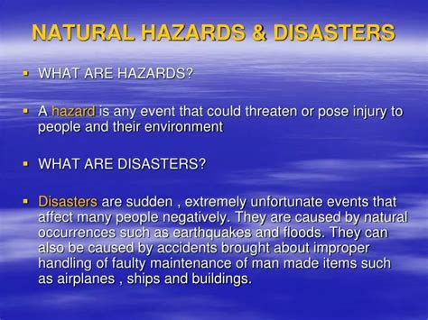 PPT - NATURAL HAZARDS & DISASTERS PowerPoint Presentation, free ...