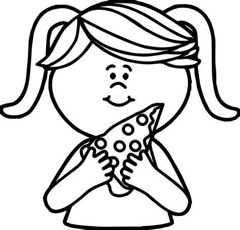 Girl Eating Pizza Coloring Page – Wecoloringpage.com