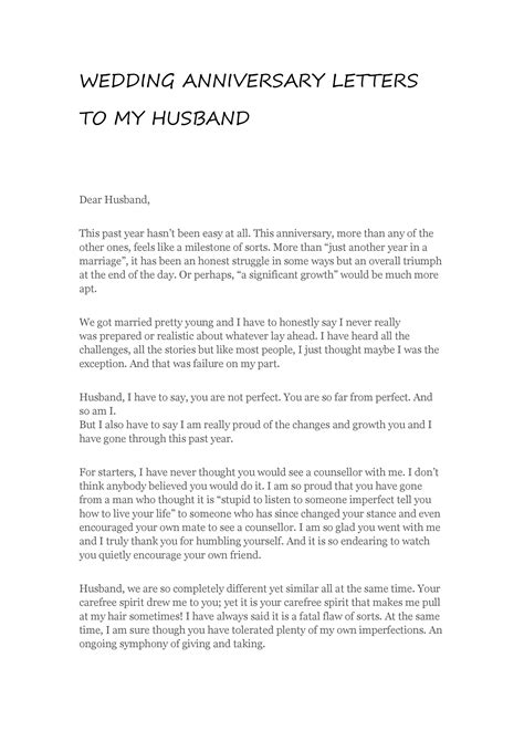 Happy Anniversary To My Husband Letter For Your Needs - Letter Template ...