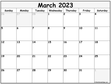 Fillable Calendar March 2023 - Printable Word Searches