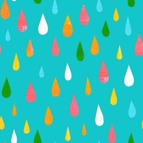 Rainbow Raindrops Blue fabric - amywalters - Spoonflower