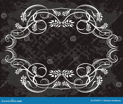 White Scroll Frame On Black Royalty Free Stock Photography - Image: 3318077