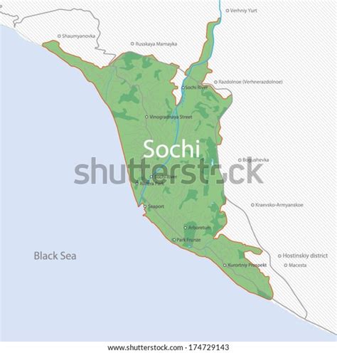 Map Sochi Russia Stock Vector (Royalty Free) 174729143