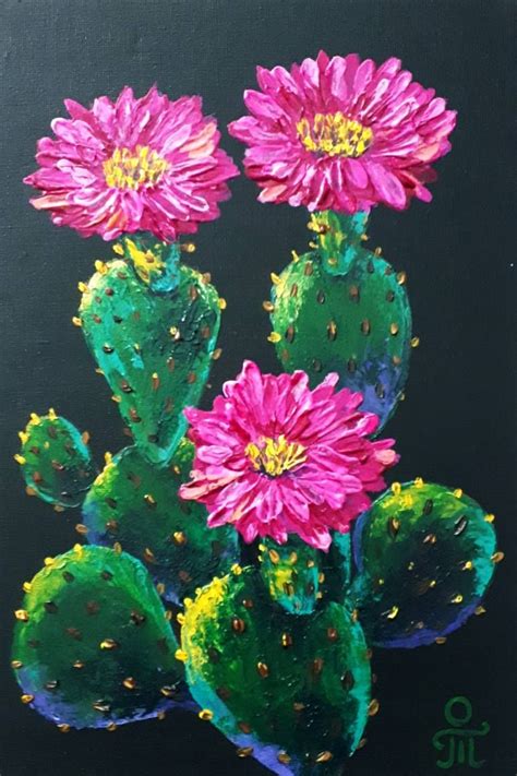 Blooming cactus Painting by Tatyana Orlovetskaya | Saatchi Art | Cactus ...