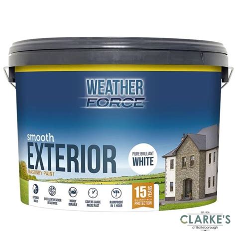 Weather Force Smooth Masonry Paint White 10 Litre - Clarkes Bailieborough