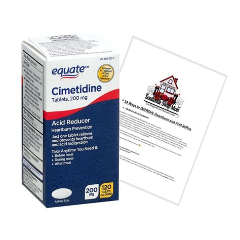 Equate - Cimetidine 200mg 120 Tablets - Acid Reducer & Heartburn Relief by Equate Included with ...