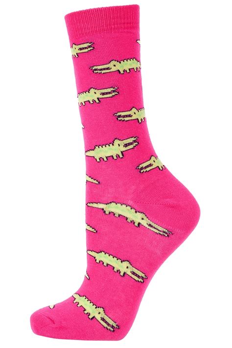 Bright Pink Croc socks | Fashion, Socks and tights, Topshop