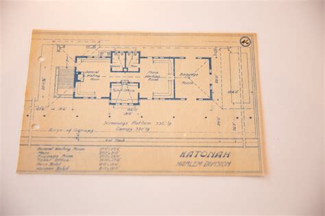 Vintage Katonah NY Train Station Blueprint