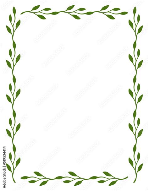 Rectangle border frame design concept of green leaves isolated on white background - vector ...