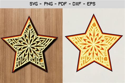 Star 3D Layered SVG Design