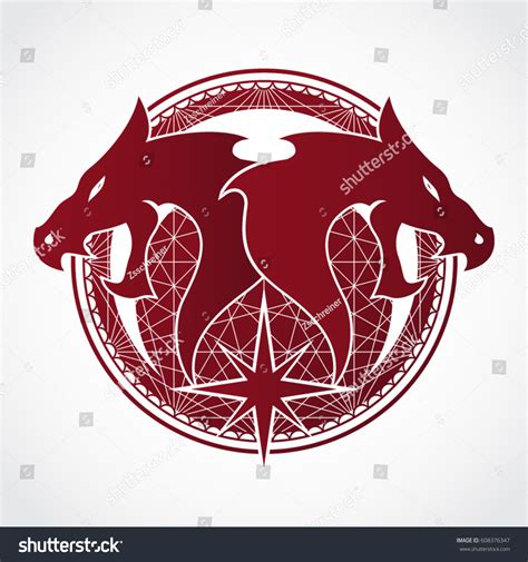 Dragon Head Magic Circle Red Symbol: vector de stock (libre de regalías) 608376347 | Shutterstock