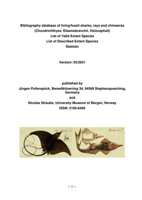 (PDF) Bibliography database of living/fossil sharks, rays and chimaeras ...