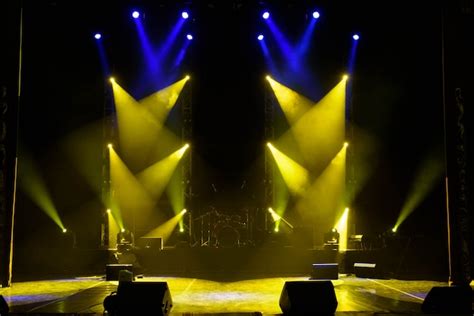 Premium Photo | Empty stage. multicolored lights, light show at the ...