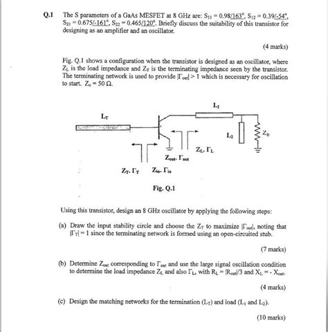 The S parameters of a GaAs MESFET at 8 GHz are: S_11 | Chegg.com