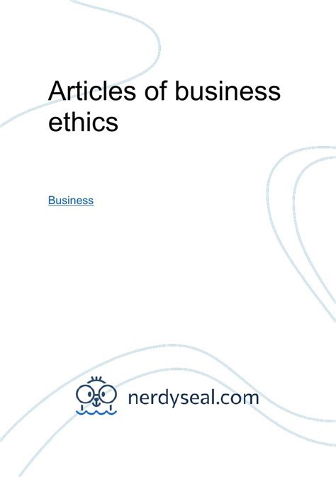 Articles of business ethics - 522 Words - NerdySeal