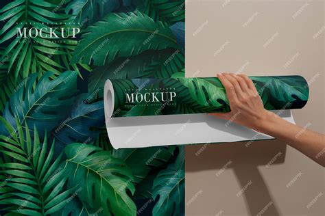 Premium PSD | Vinyl wallpaper with leaves pattern