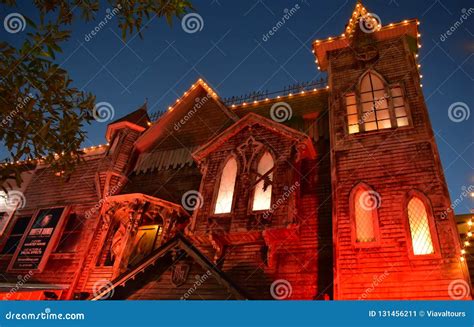 Haunted House Attraction at Kissimmee Old Town at Night. Editorial ...