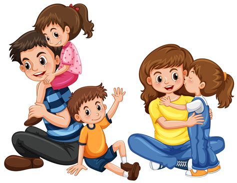 Father and mother with three kids 373998 Vector Art at Vecteezy