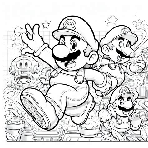 Mario Bros Coloring Pages - Etsy