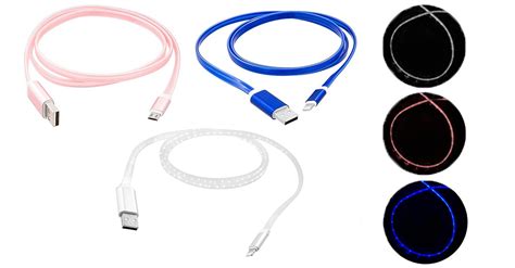 LED Light Up Charging Cable for Apple Devices - 3 Colors