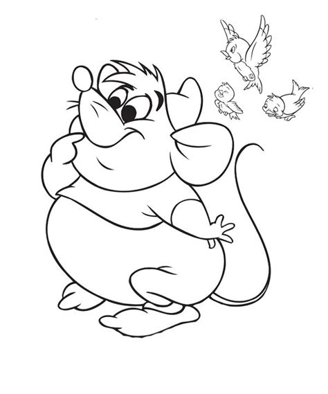 Cinderella Mice And Bird Coloring Page | Cinderella coloring pages ...