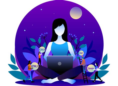 Best Free Women Web Developer with laptop Illustration download in PNG & Vector format