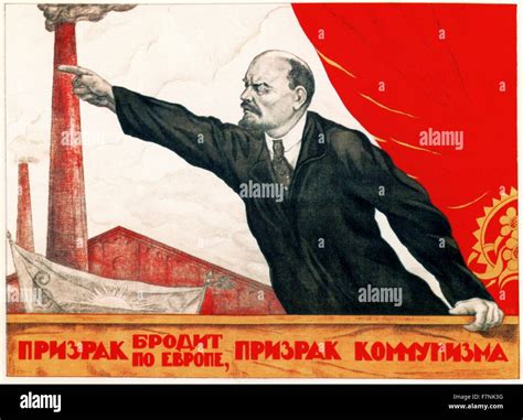 Russische kommunistische Propaganda-Plakat "Lenin an der Tribune", 1920 ...