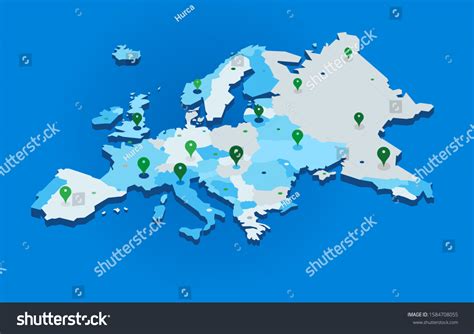 3d Europe Map Gps Pins Vector: เวกเตอร์สต็อก (ปลอดค่าลิขสิทธิ์) 1584708055 | Shutterstock