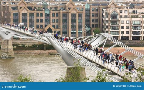 London S Millennium Footbridge Editorial Stock Photo - Image of moving ...