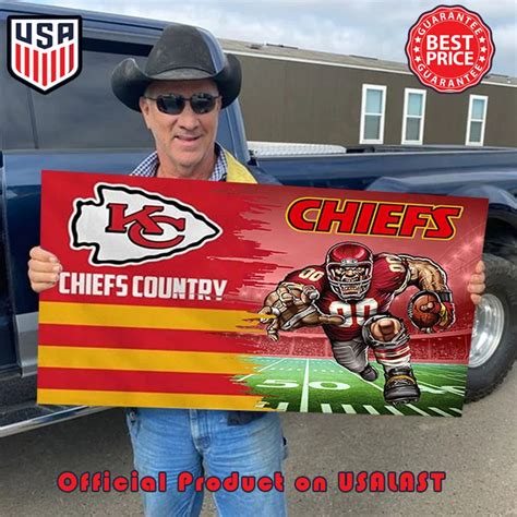 Kansas City Chiefs Mascot Wood Flag