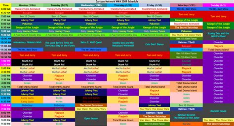 TV Schedules Archives — The first two months of 2009 for Cartoon Network....