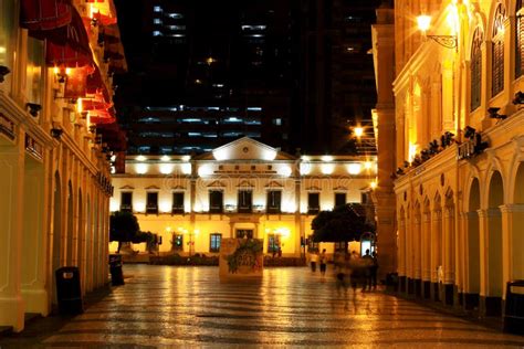 Senado Square Heritage Building At Night, Macau, China Editorial Image - Image of night ...