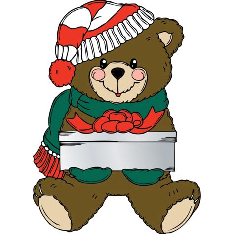 Christmas Bear Wih Present PNG, SVG Clip art for Web - Download Clip Art, PNG Icon Arts