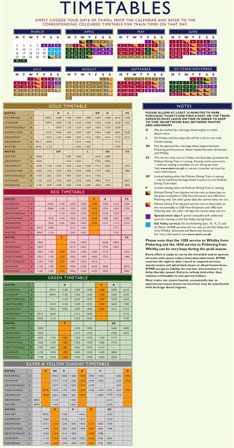 Timetable | North Yorkshire Moors Railway :: A steam train adventure through the stunning ...