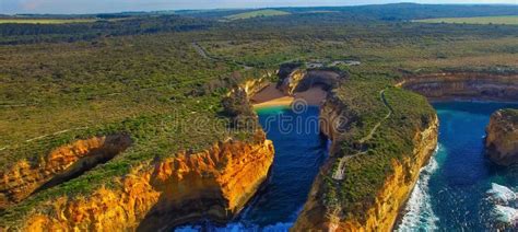 Loch Ard Gorge Panoramic Aerial View from Drone, Island Arch Lookout ...