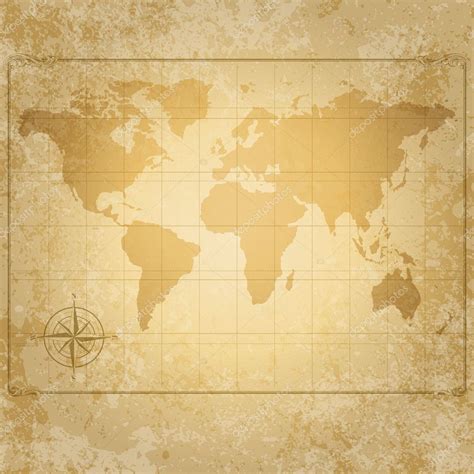 Vintage vector world map with compass Stock Vector by ©JMcreation 44927245