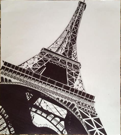 Eiffel Tower Drawing by Ryan Jirjis