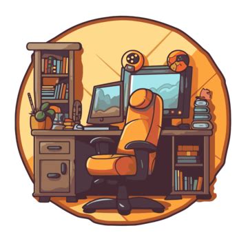 Gamer Computer Desk Vector Icon Illustration Or Ilustraço Clipart, Gaming Room, Gaming Room ...