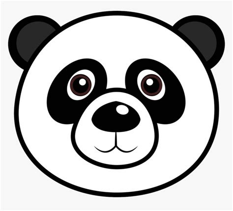 Clip Art Cartoon Head - Panda Face Clipart Black And White, HD Png Download - kindpng