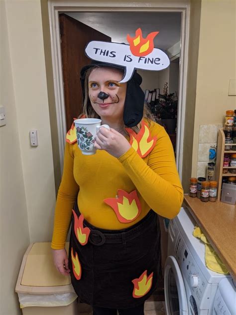 "This is Fine" meme costume | Clever halloween costumes, Halloween ...