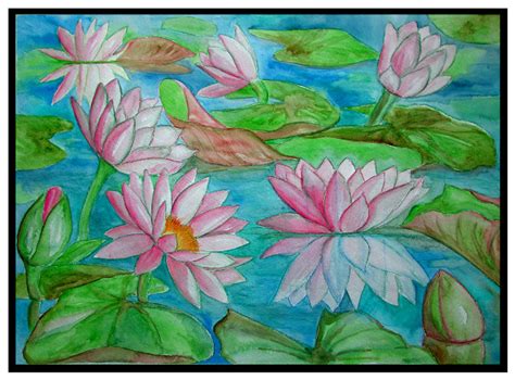 Watercolor Water Lilies Painting