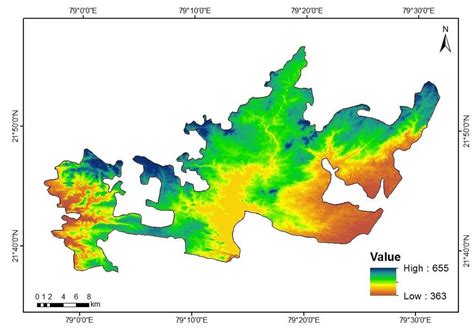 2: Elevation map of Pench Tiger Reserve | Download Scientific Diagram