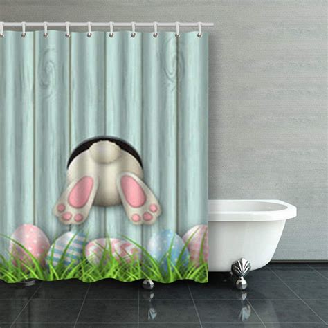 WOPOP Easter Motive White Bunny Bottom Rabbit Shower Curtains Bathroom Curtain 60x72 Inch ...