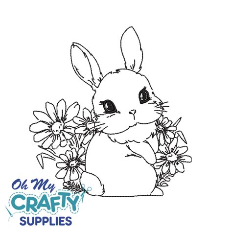 Sketch Bunny with Flowers 131 Embroidery Design – Oh My Crafty Supplies Inc.