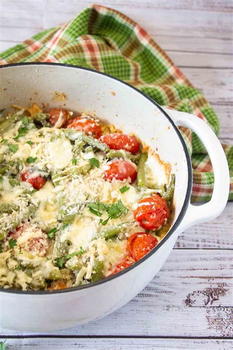 Cheesy Green Bean Casserole with Cherry Tomatoes – Art of Natural Living