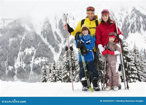 Family on Ski Holiday in Mountains Stock Photo - Image of france ...